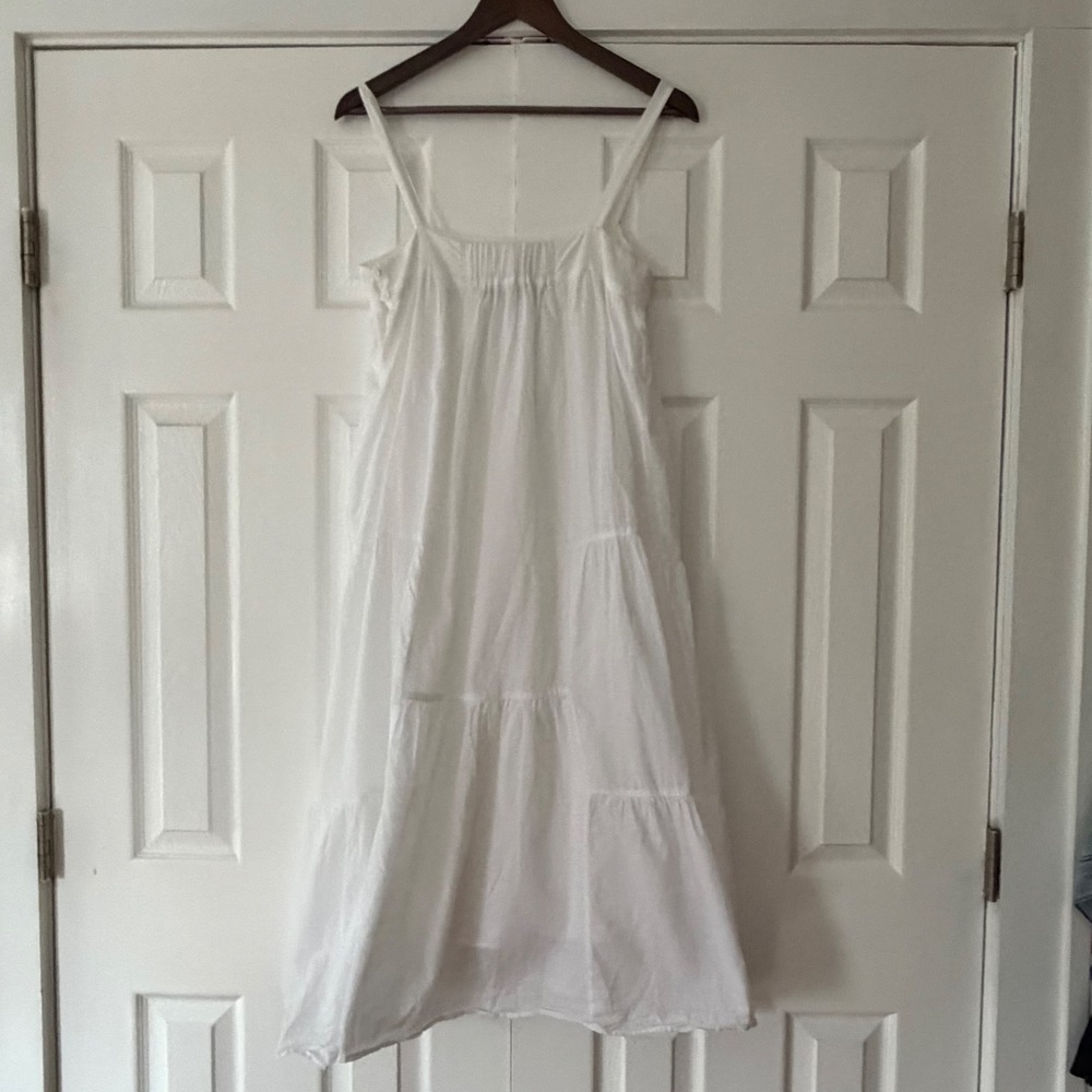 Jenni Kayne White Tiered Cotton Linen Midi Dress Small EUC - Picture 5 of 7
